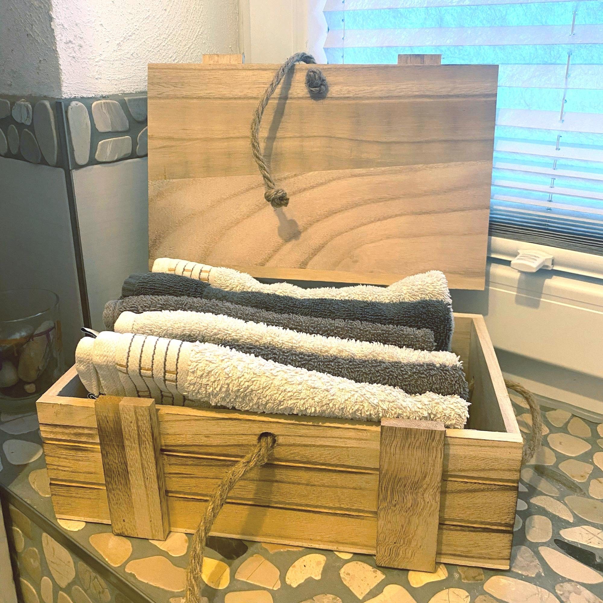 UNUS HOME Dekokiste Holz-Kisten mit Deckel 2er Set (2 St., 2er Set Groß: 36x14,5x24cm, Klein: 30x10x18,5cm (BxHxT)