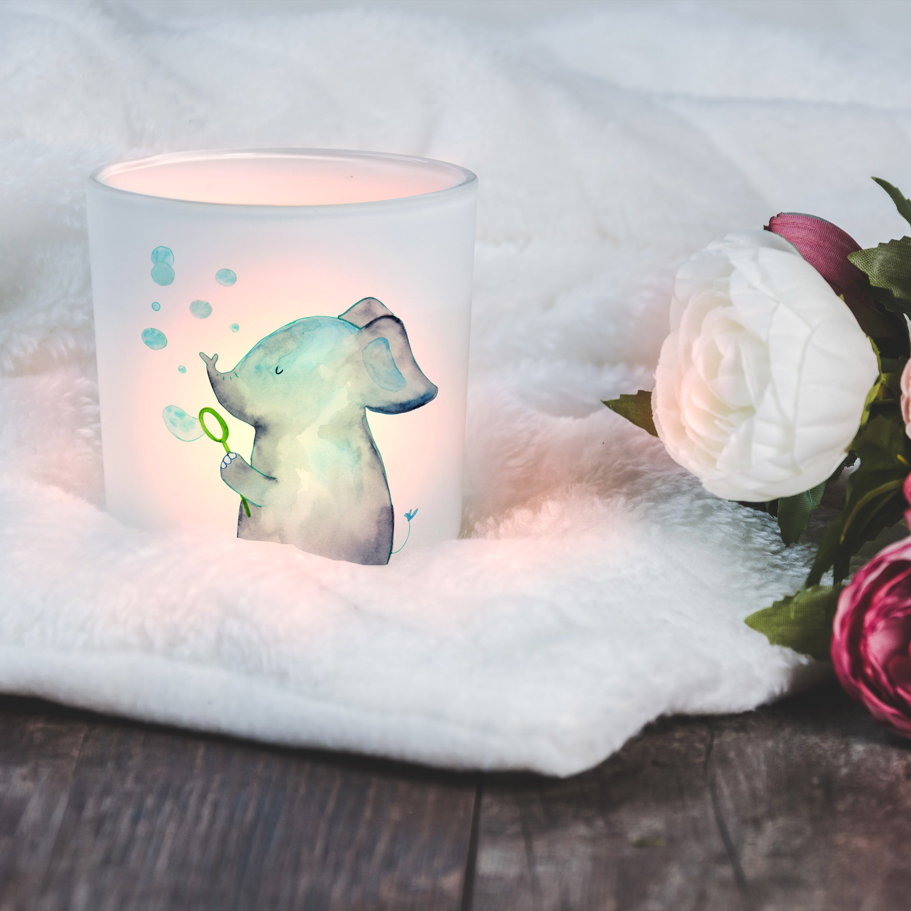 Mr. & Mrs. Panda Windlicht Elefant Seifenblasen - Transparent - Geschenk, Rüsseltier, Teelichtha (1 St)