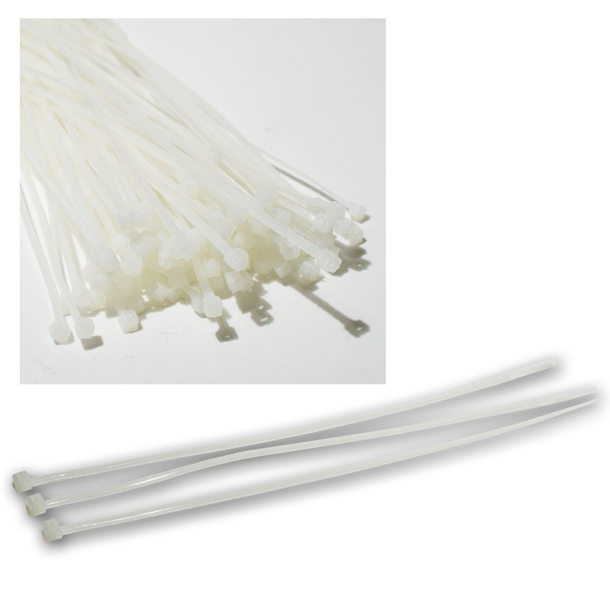 ChiliTec Kabelbinder 100er Pack Kabelbinder, 200mm x 2,5mm, transparent