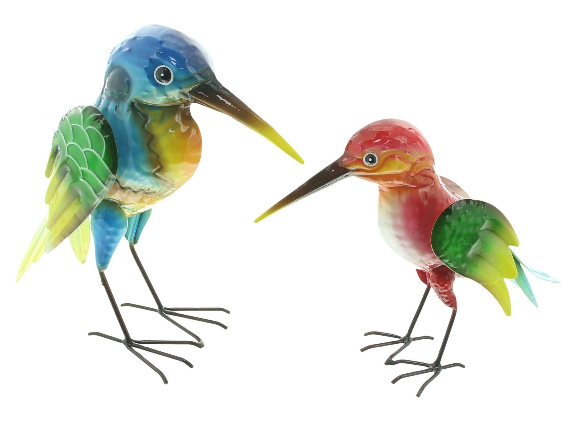 Dekoleidenschaft Dekofigur "Vogel" aus Metall, bunt, Gartendeko für Draußen, Outdoor Deko Figur (2 St., im Set), für Balkon, Terrasse & Garten