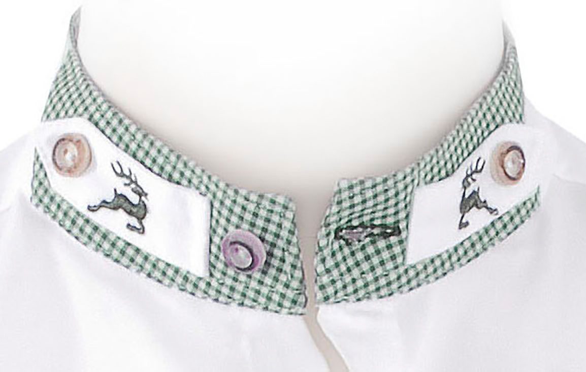 Moschen-Bayern Trachtenhemd Trachtenhemd SLIM FIT Herren Stehkragen Wiesnhemd Hirsch Langarm Weiß
