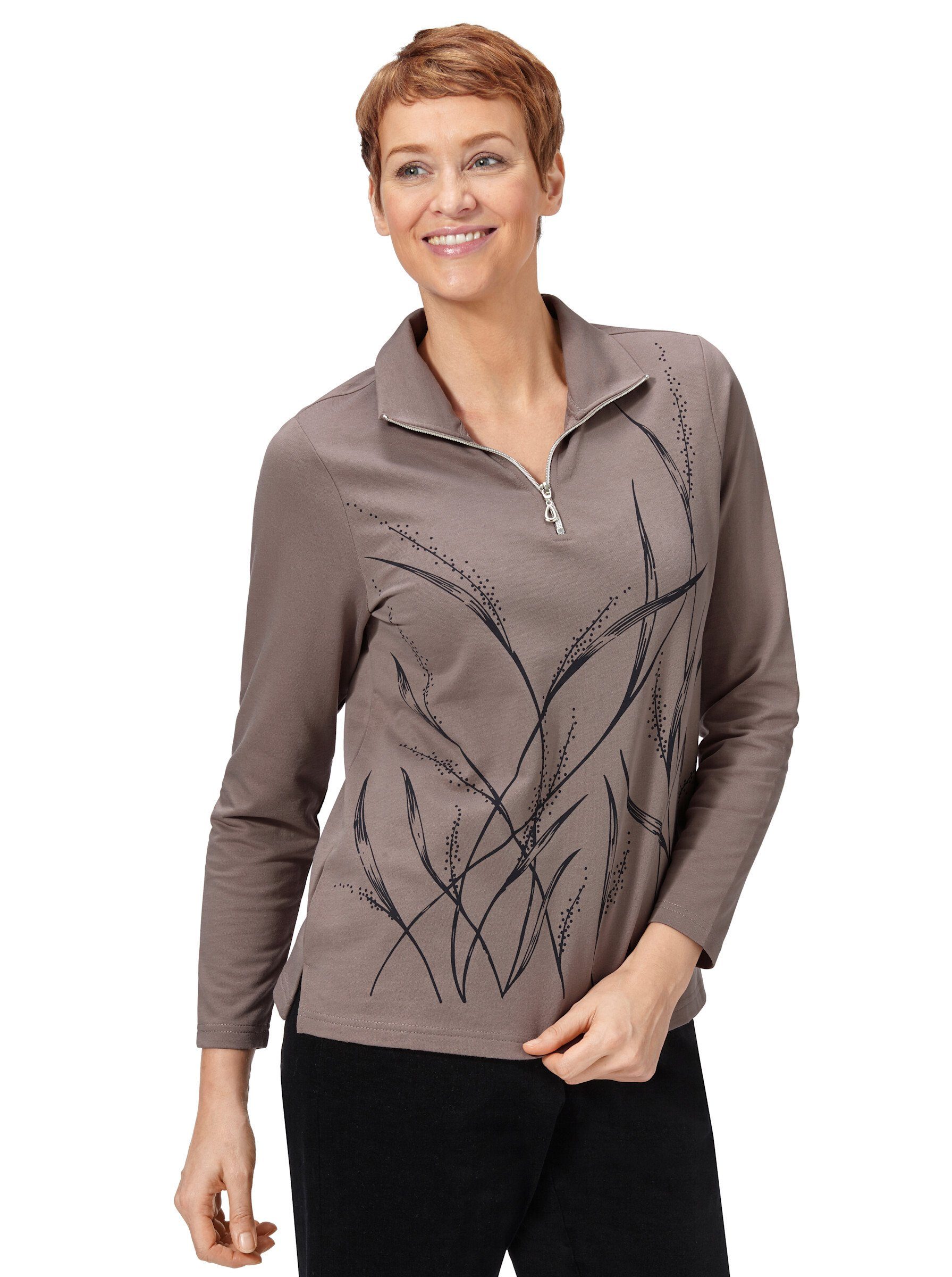 WITT WEIDEN T-Shirt taupe-gemustert