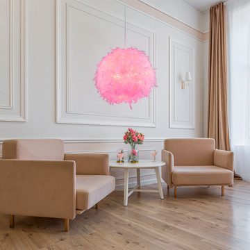 NOWA Smarte LED-Leuchte, Leuchtmittel inklusive, Kaltweiß, Warmweiß, Neutralweiß, Tageslichtweiß, Farbwechsel, Hängeleuchte Pendellampe Smart LED App dimmbar Federn pink H 150 cm