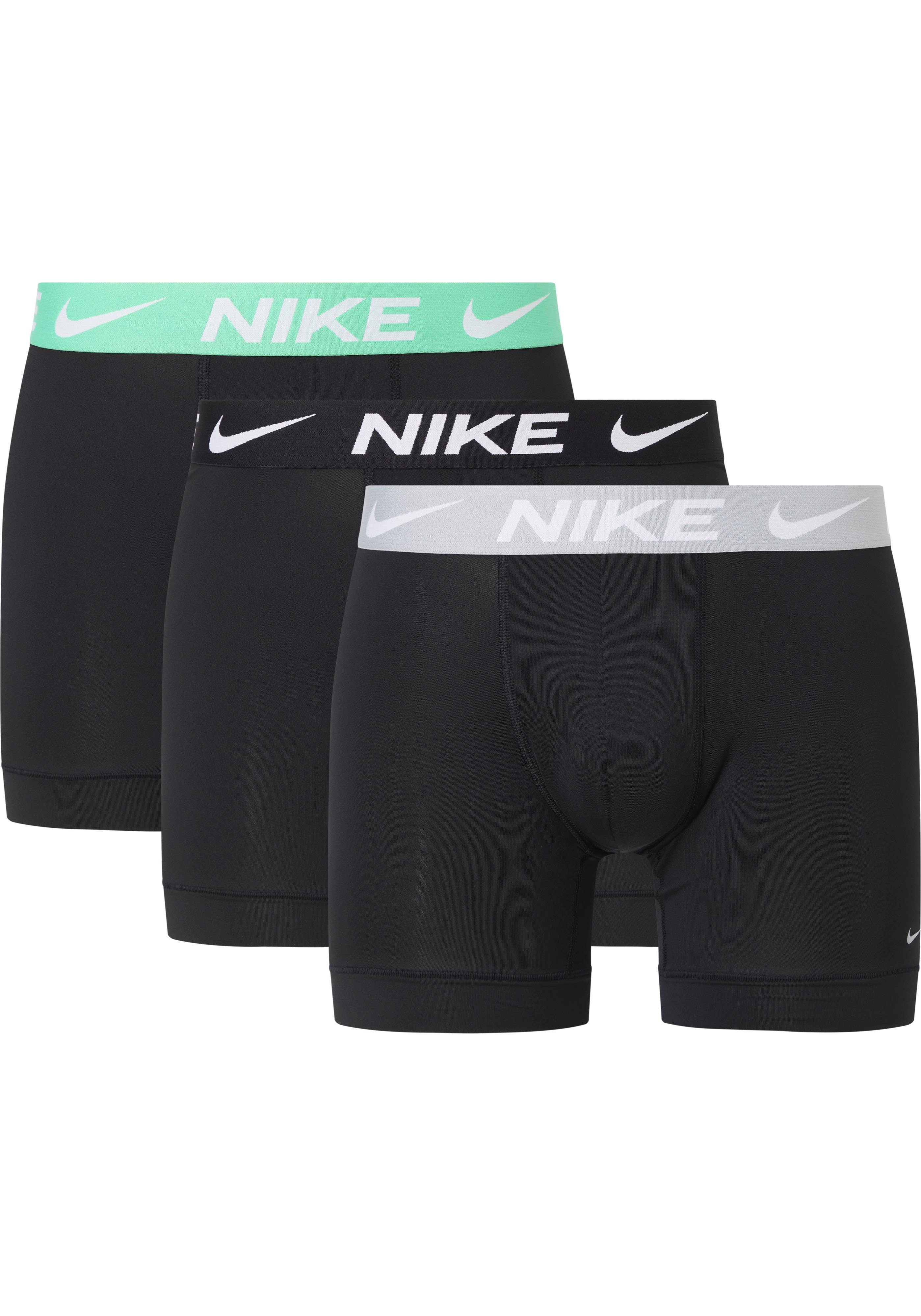 NIKE Underwear Boxer BOXER BRIEF 3PK (Packung, 3-St., 3er-Pack) mit Nike Logo-Elastikbund BLK/ELECALGAE/GREY/BLK/BLK-WB