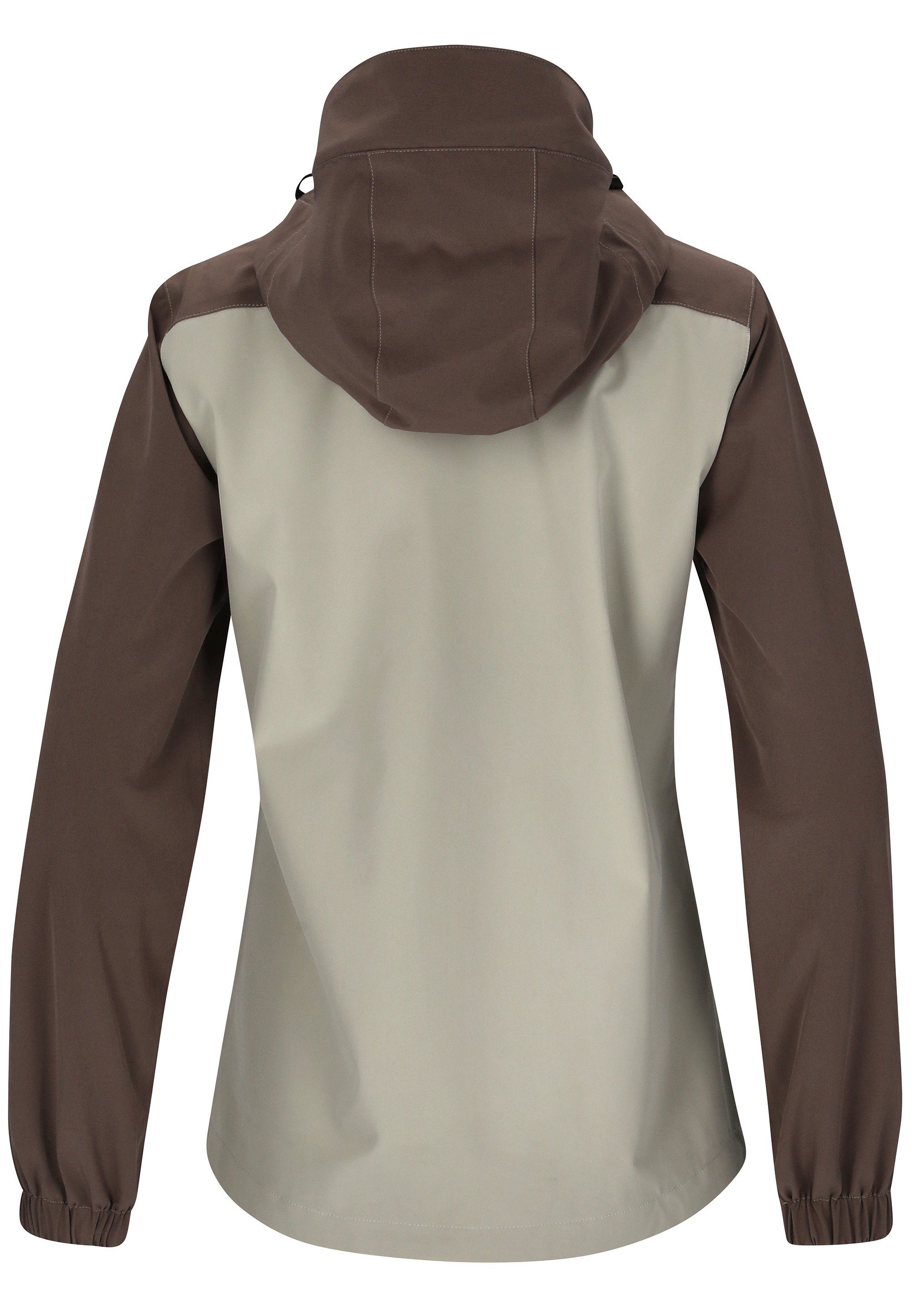 mit CAMELIA taupe wasserdichter WEATHER Outdoorjacke Beschichtung W-PRO15000 REPORT