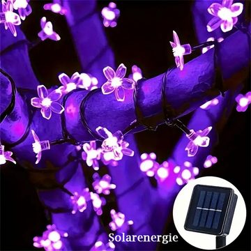 Bifurcation LED Dekolicht Lila Solar-Kirschblüten-Lichterkette, 6,5 m mit 30 LEDs
