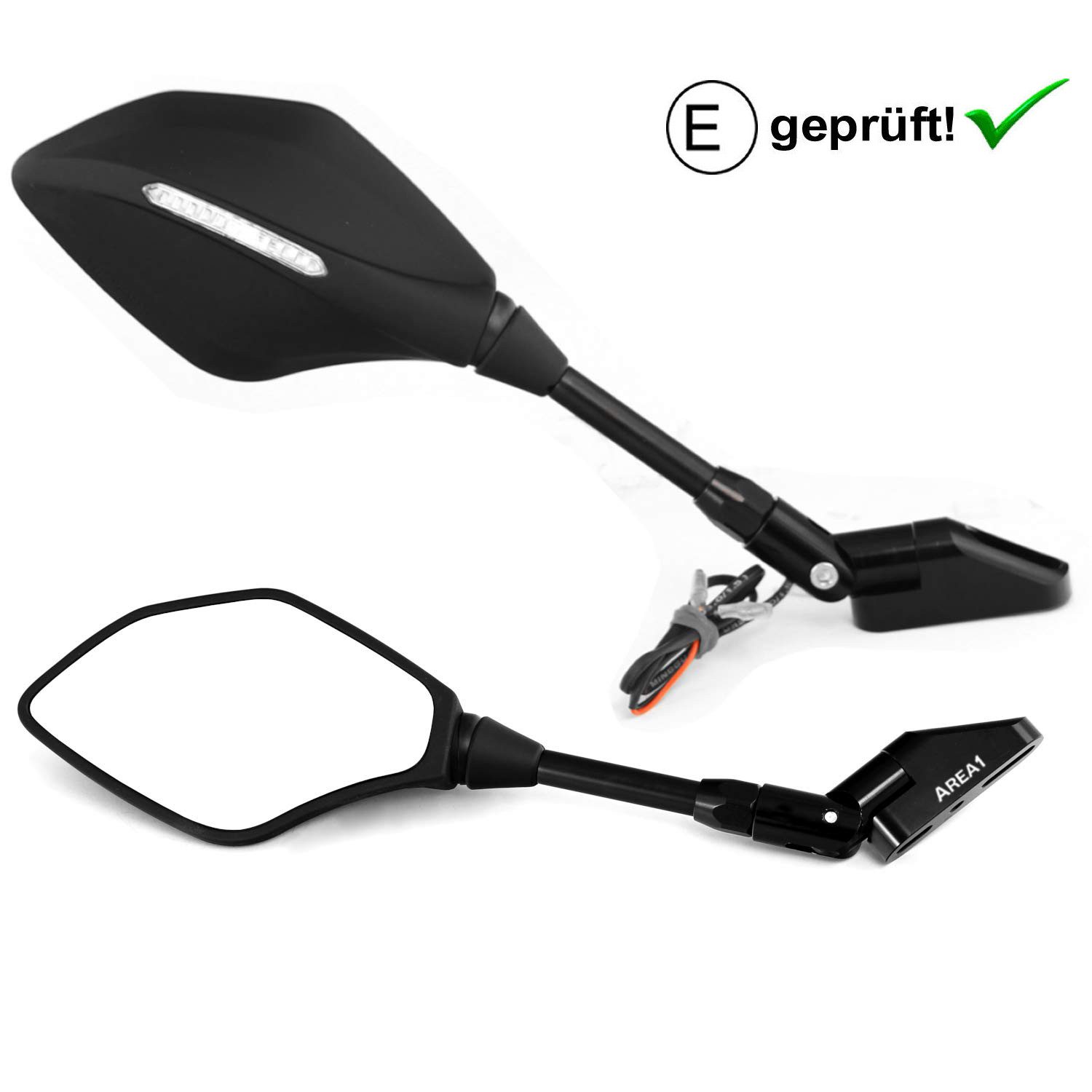 Area1 Motorradspiegel Set E-geprüft mit Blinkern