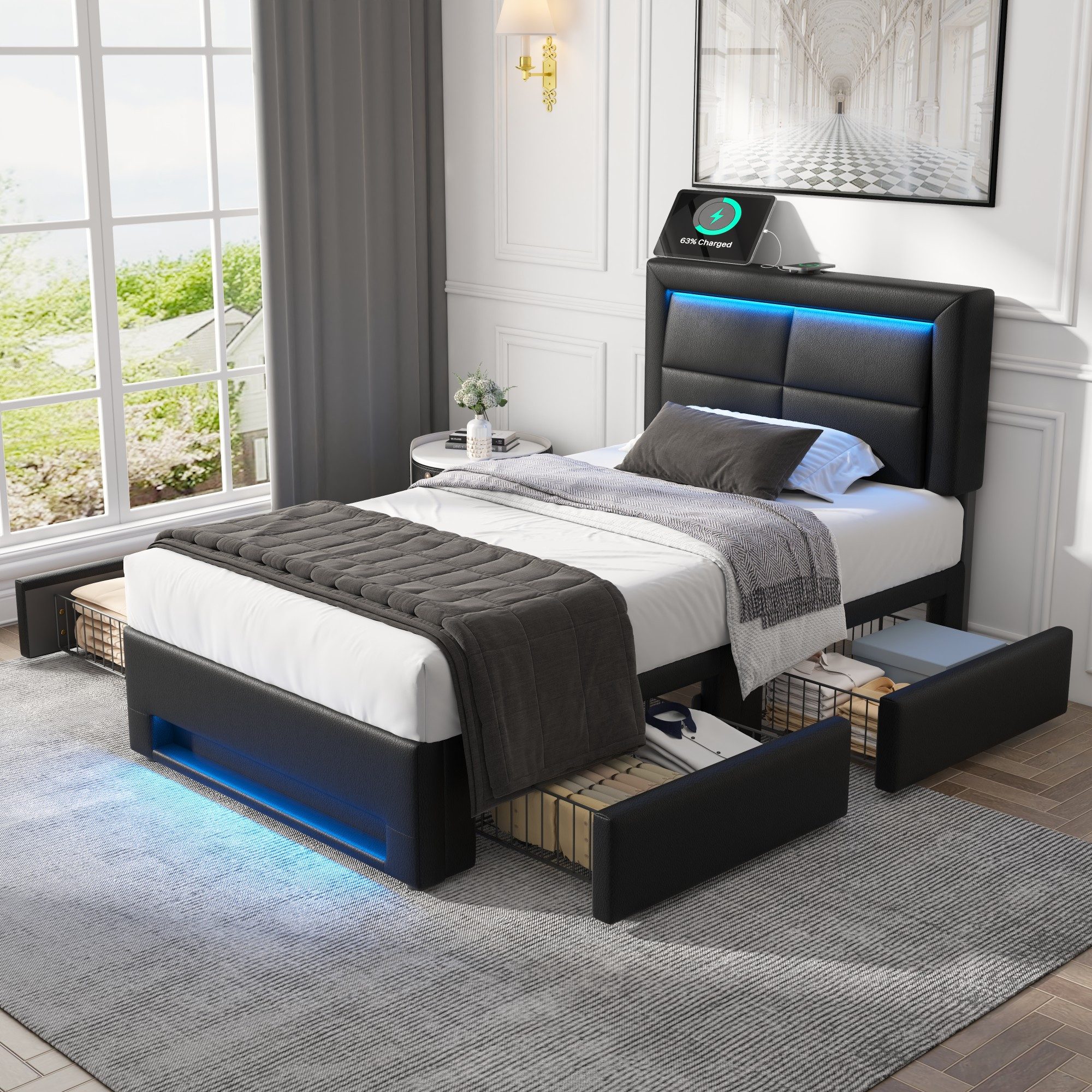 Flieks Polsterbett, LED Einzelbett 90x200cm mit günstig online kaufen