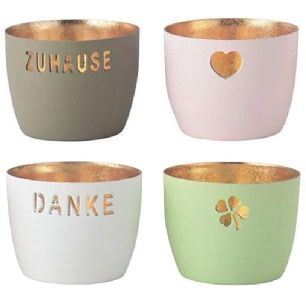 Giftcompany Kerzenhalter Windlicht Madras Set Zuhause Danke (4er-Set)