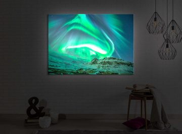 lightbox-multicolor LED-Bild Nordlichter über Island front lighted / 60x40cm, Leuchtbild mit Fernbedienung
