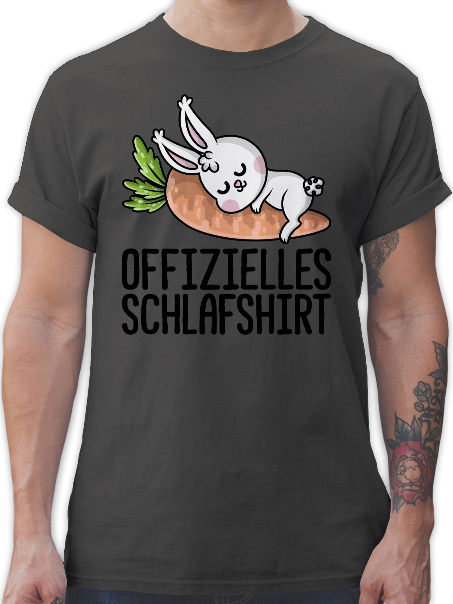 Shirtracer 01 mit schwarz Hase T-Shirt Offizielles Sprüche Statement Schlafshirt Dunkelgrau