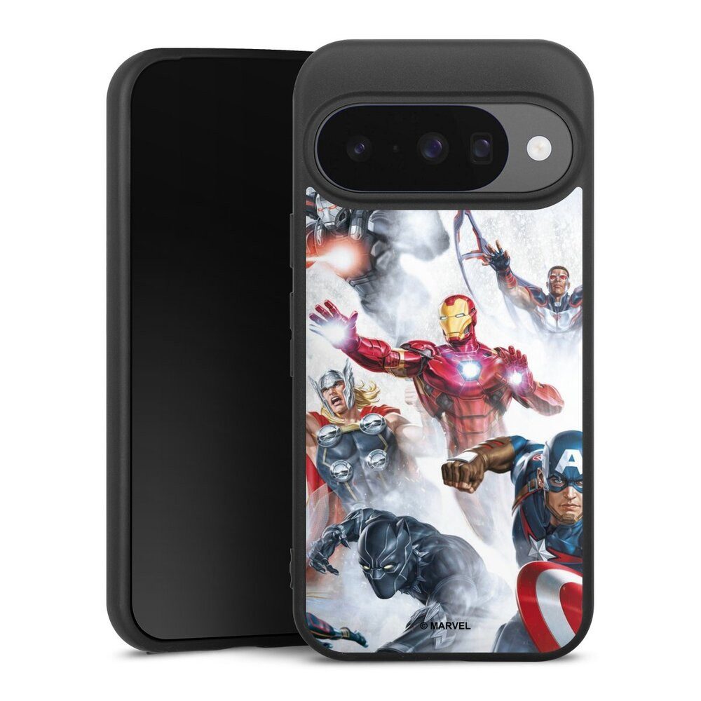 DeinDesign Handyhülle Marvel The Avengers Offizielles Lizenzprodukt Avengers Jumping at You, Google Pixel 10 Silikon Hülle Premium Case Handy Schutzhülle