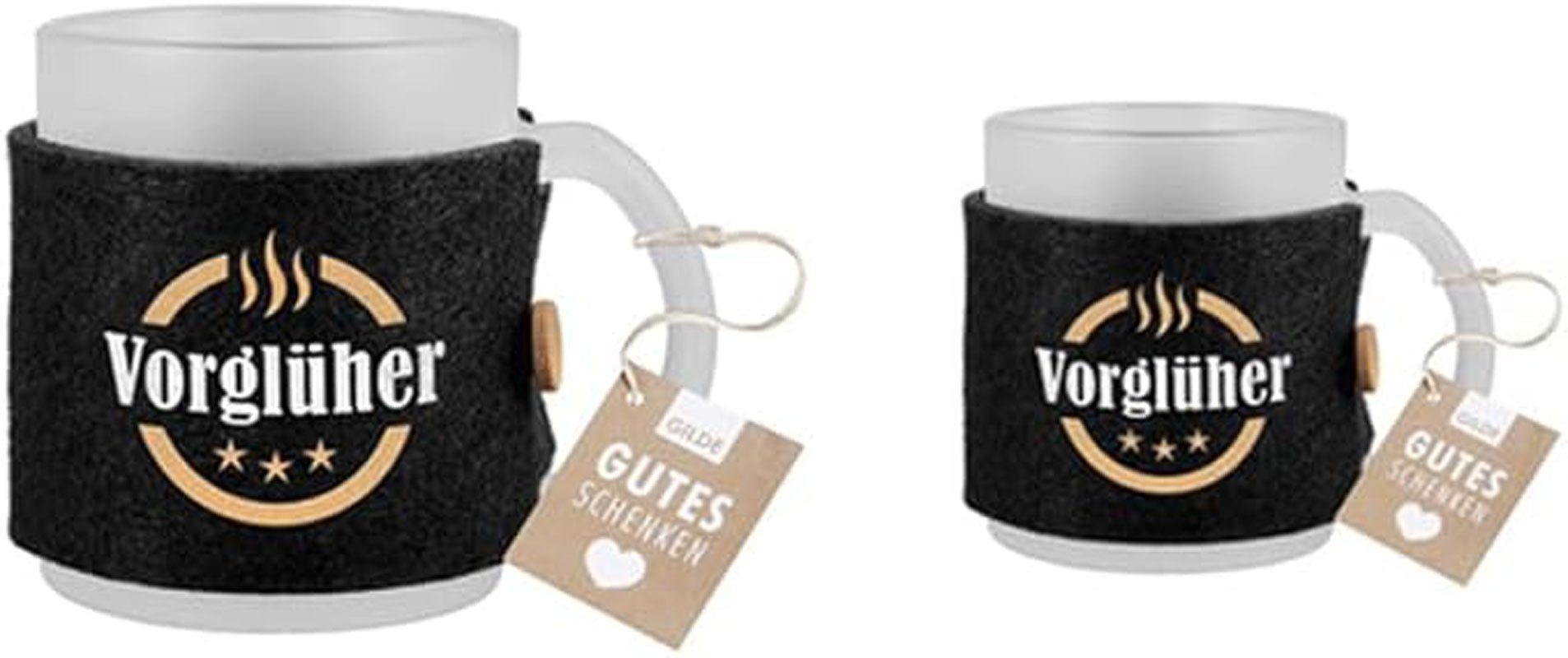 GILDE Tasse Gilde Glastasse Vorglüher Filzbanderole 2er Set