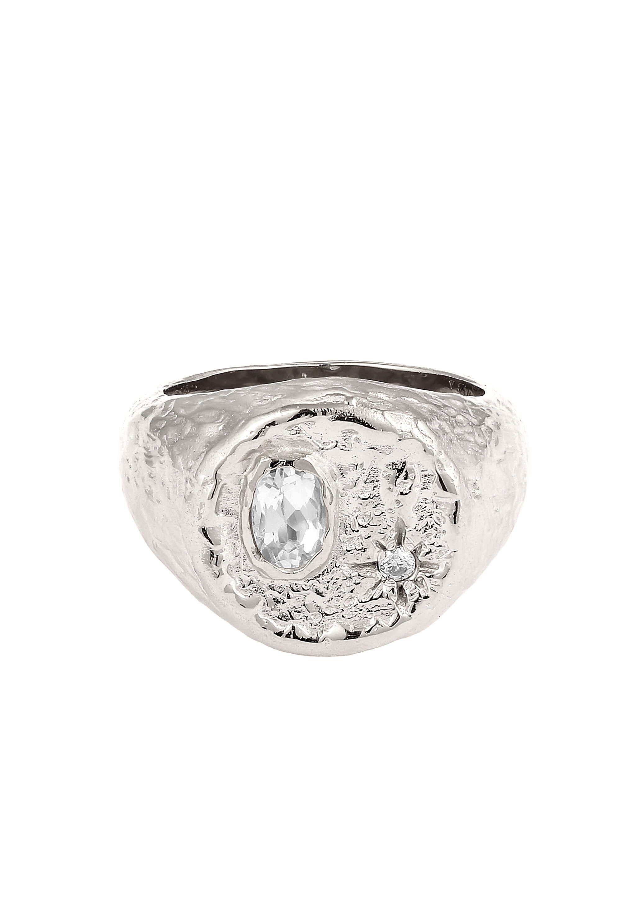 HAZE & GLORY Siegelring Siegelring Sonne Topas Weiß 925 Sterling Silber