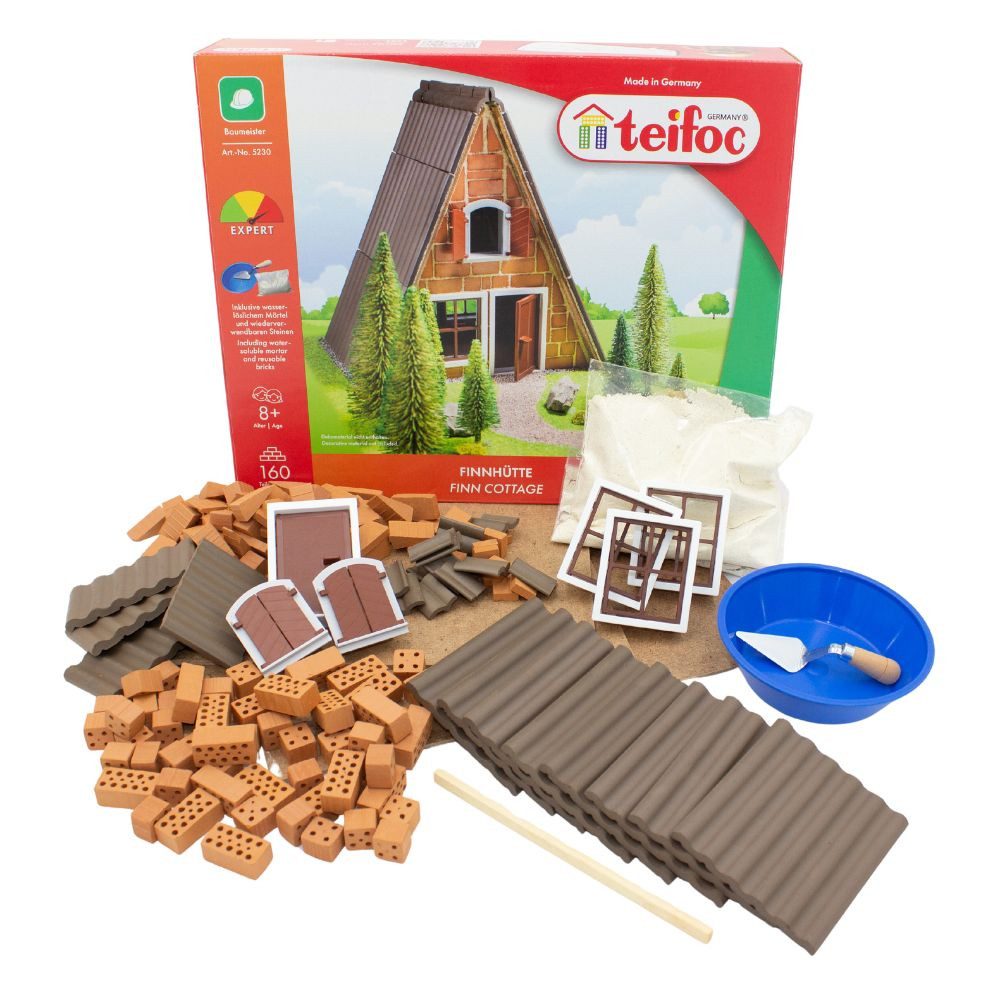 teifoc Finnhütte Steinbaukasten, (Modellbausatz, 160 St., Bastelset), Kreativ-Spielset, Made in Germany