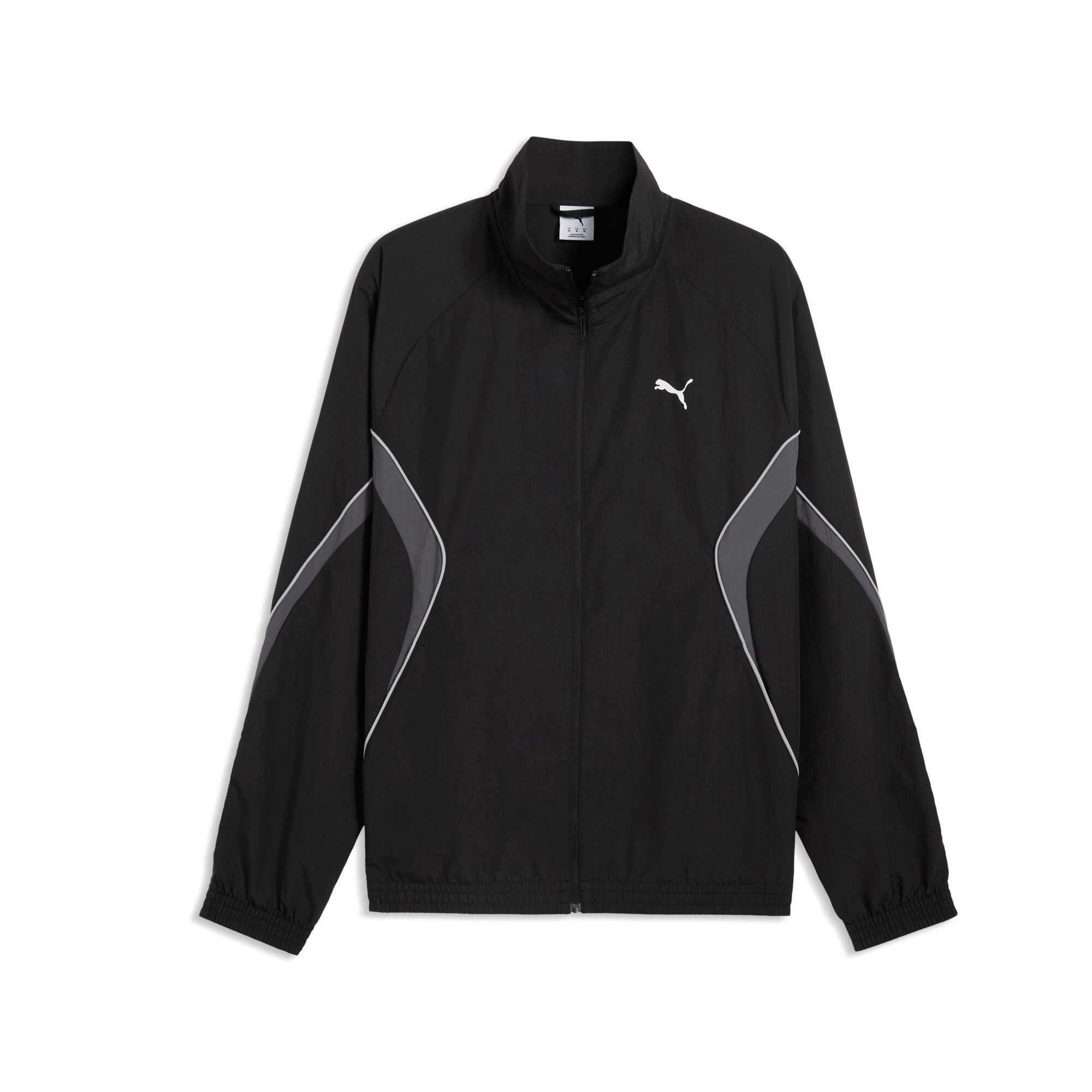 PUMA Trainingsjacke SPORT RELAXED WOVEN TRACK JACKET mit Stehkragen, bedruckte Optik, Relaxed Fit, normale Länge