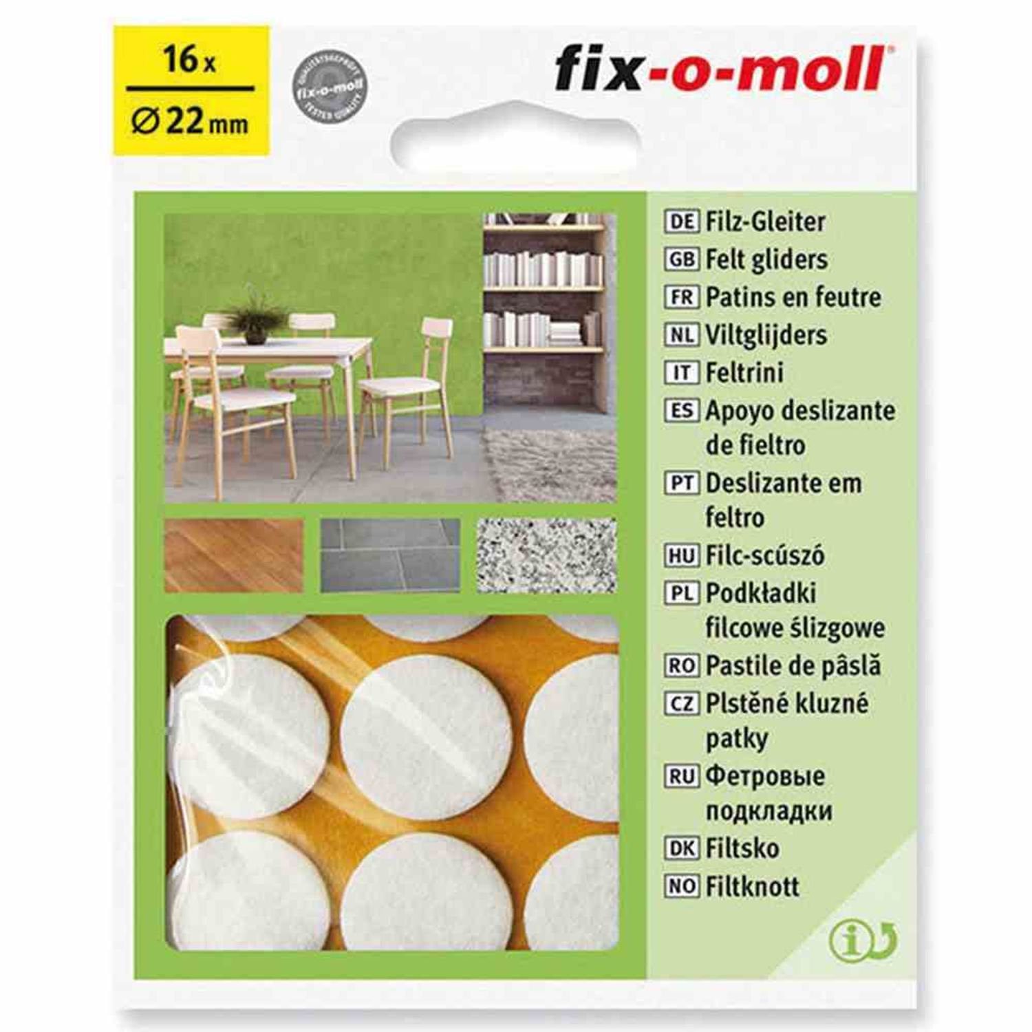 Fix-O-Moll Filzgleiter Ritterrath Flizgleiter weiß 22mm 16St., 3566302