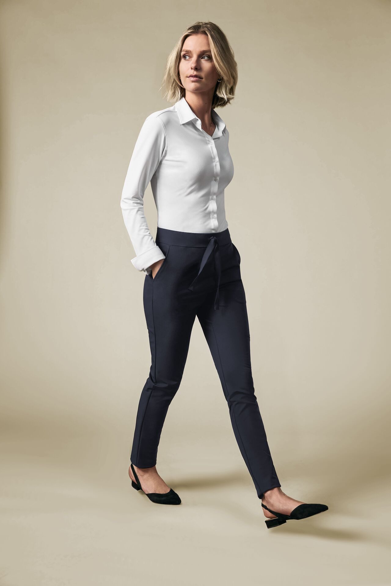 GREIFF Anzughose Greiff FLOW Damen Business Hose Regular Stretch Marine