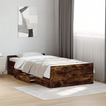 vidaXL Bett Bettgestell mit Schubladen Räuchereiche 100x200cm Holzwerkstoff