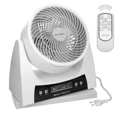 ECD Germany Tischventilator Ventilator Digitaldisplay weiß, 40W, 32x16x35.5 cm