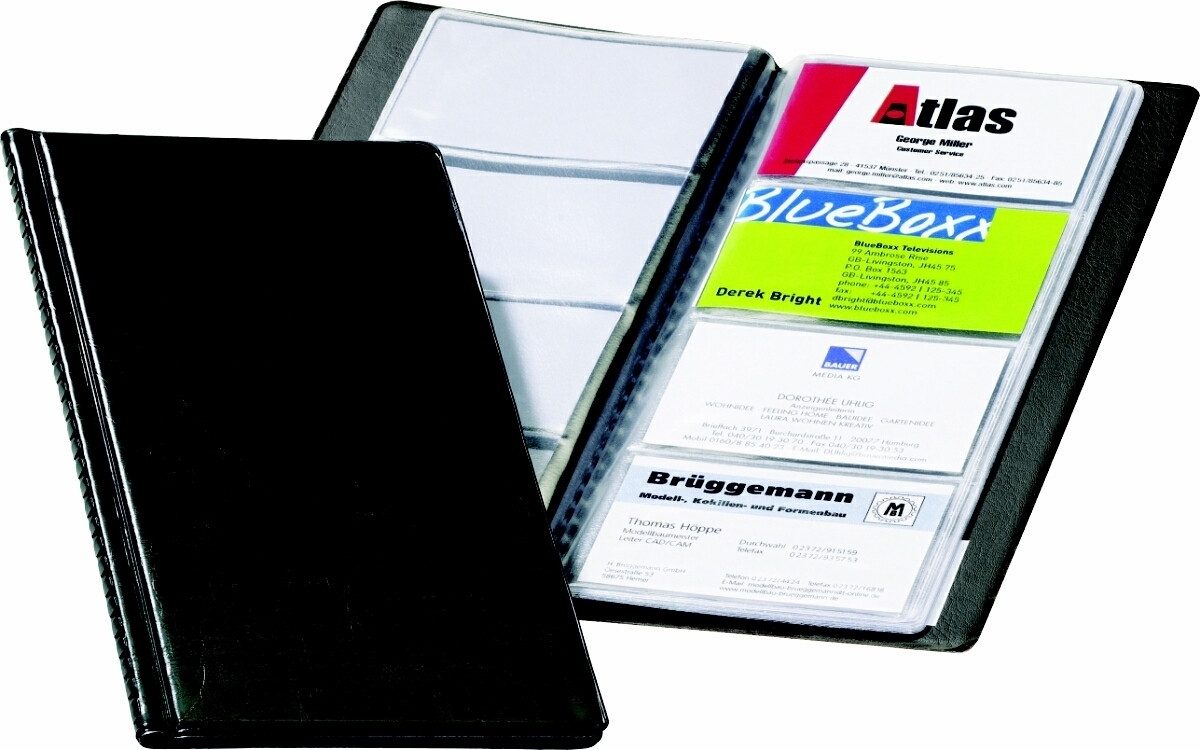 Visitenkartenhülle Visitenkartenbuch Visifix 253x115mm schwarz