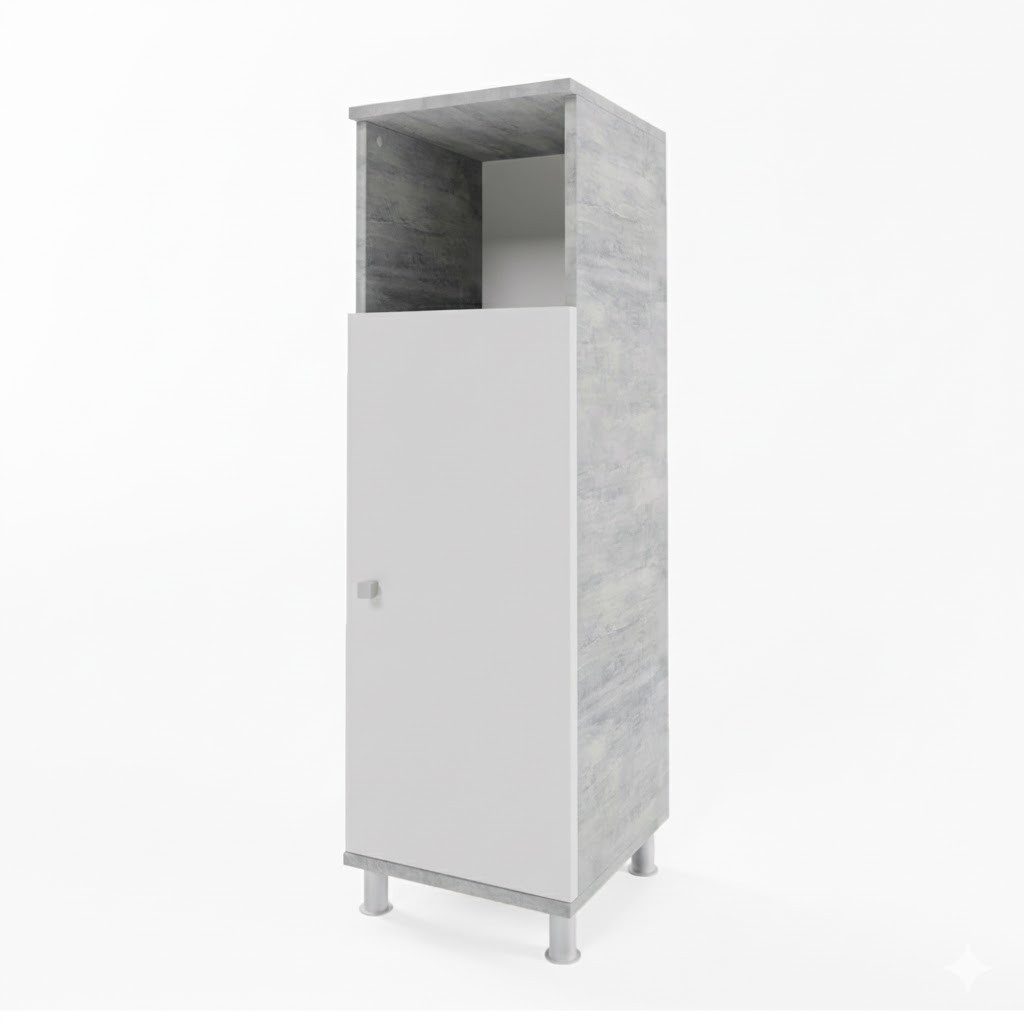 Vicco Midischrank Fynn, Weiß/Beton, 30 x 95 cm verstellbar