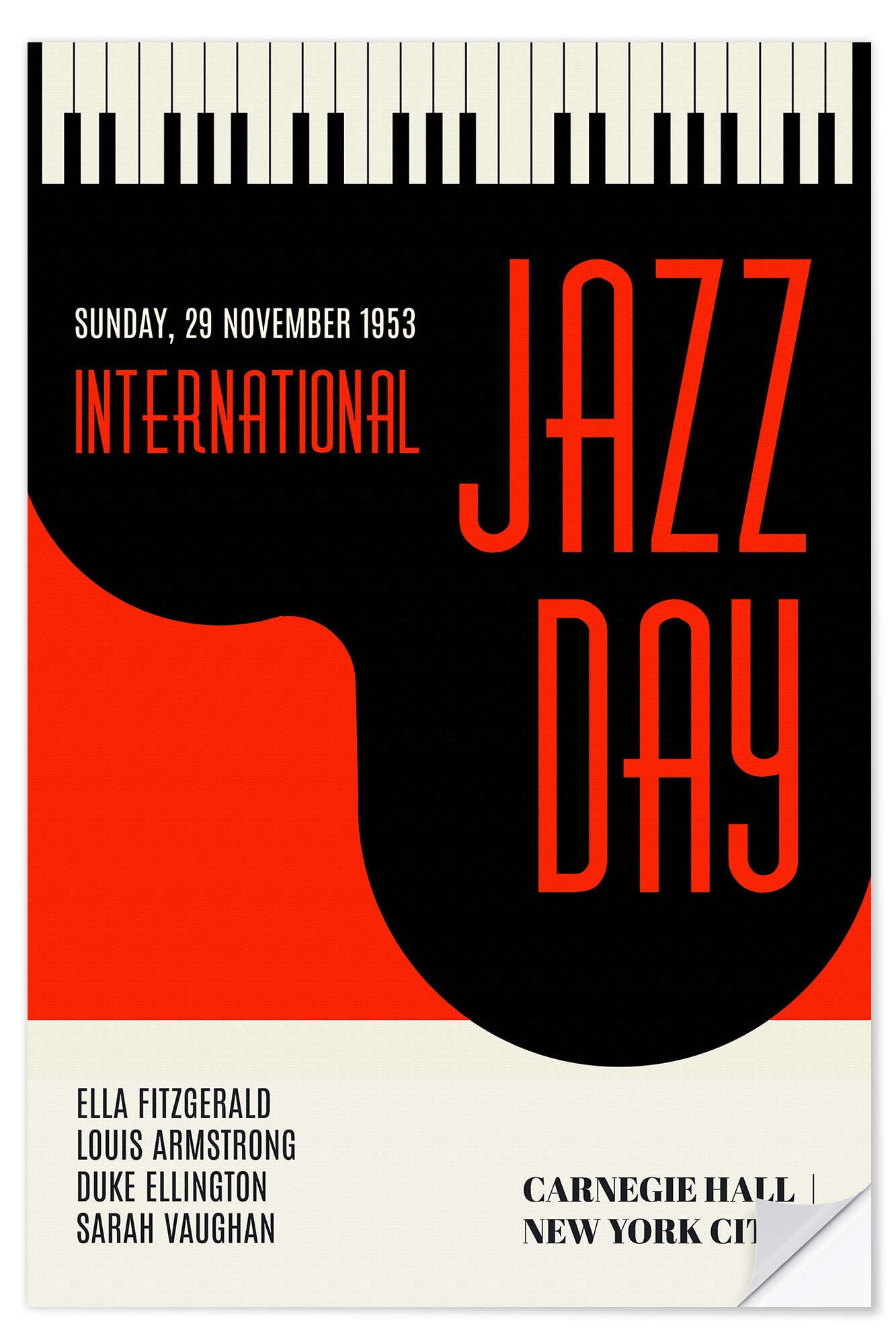 Posterlounge Плакат KUBISTIKA, Jazzy Days, rot, Wohnzimmer Lounge Illustration
