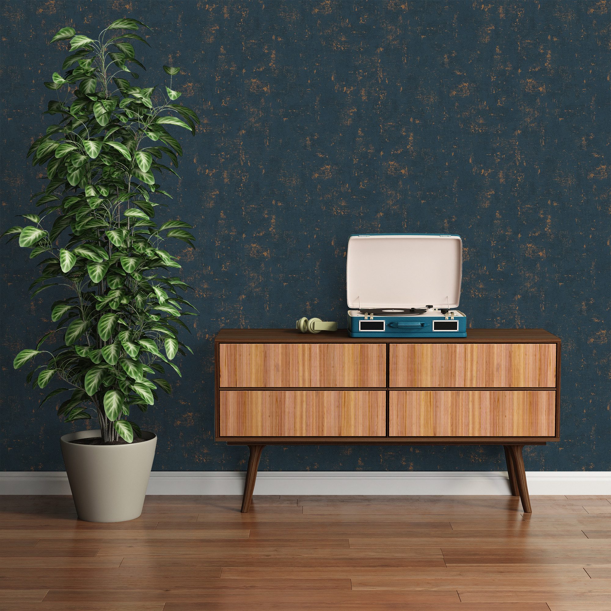 Bricoflor Tapete mit Gold und Blau für Schlafzimmer und Wohnzimmer Vliestap günstig online kaufen