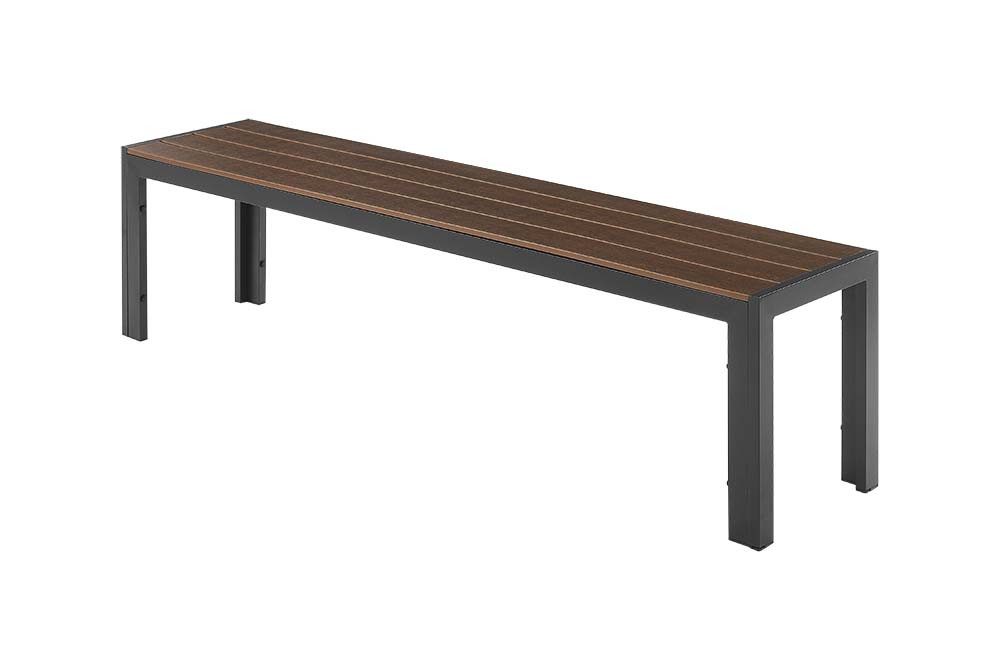 riess-ambiente Gartenbank DESIGNO 180cm dunkelbraun / schwarz · Outdoor-Sitzbank aus Aluminium (Einzelartikel, 1-St), wetterfest · Kunststoff & Metall · ohne Rückenlehne · Balkon/Terrasse