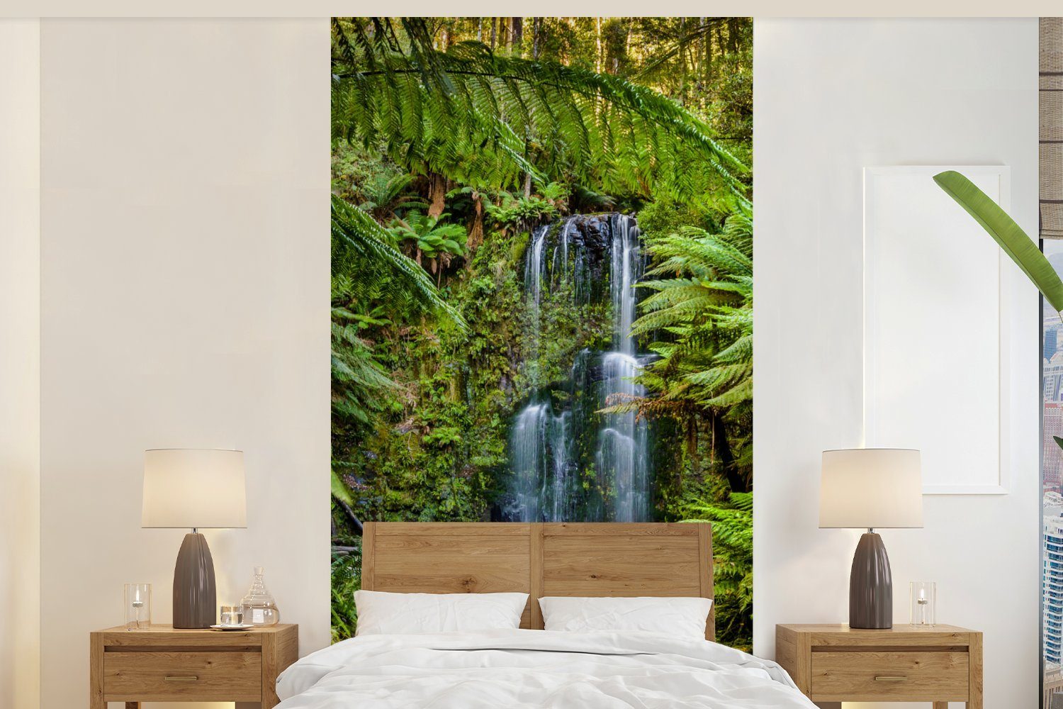 MuchoWow Fototapete Wasserfälle tief in den Regenwäldern von Victoria, Matt, bedruckt, (2 St), Vliestapete für Wohnzimmer Schlafzimmer Küche, Fototapete