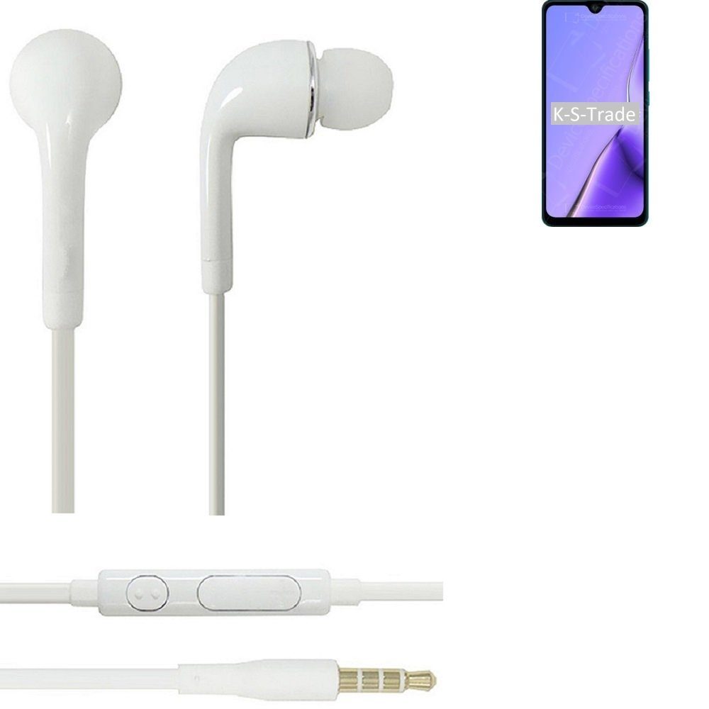 K-S-Trade für Cubot Note (Kopfhörer Lautstärkeregler Mikrofon 7 u mit 3,5mm) weiß In-Ear-Kopfhörer Headset