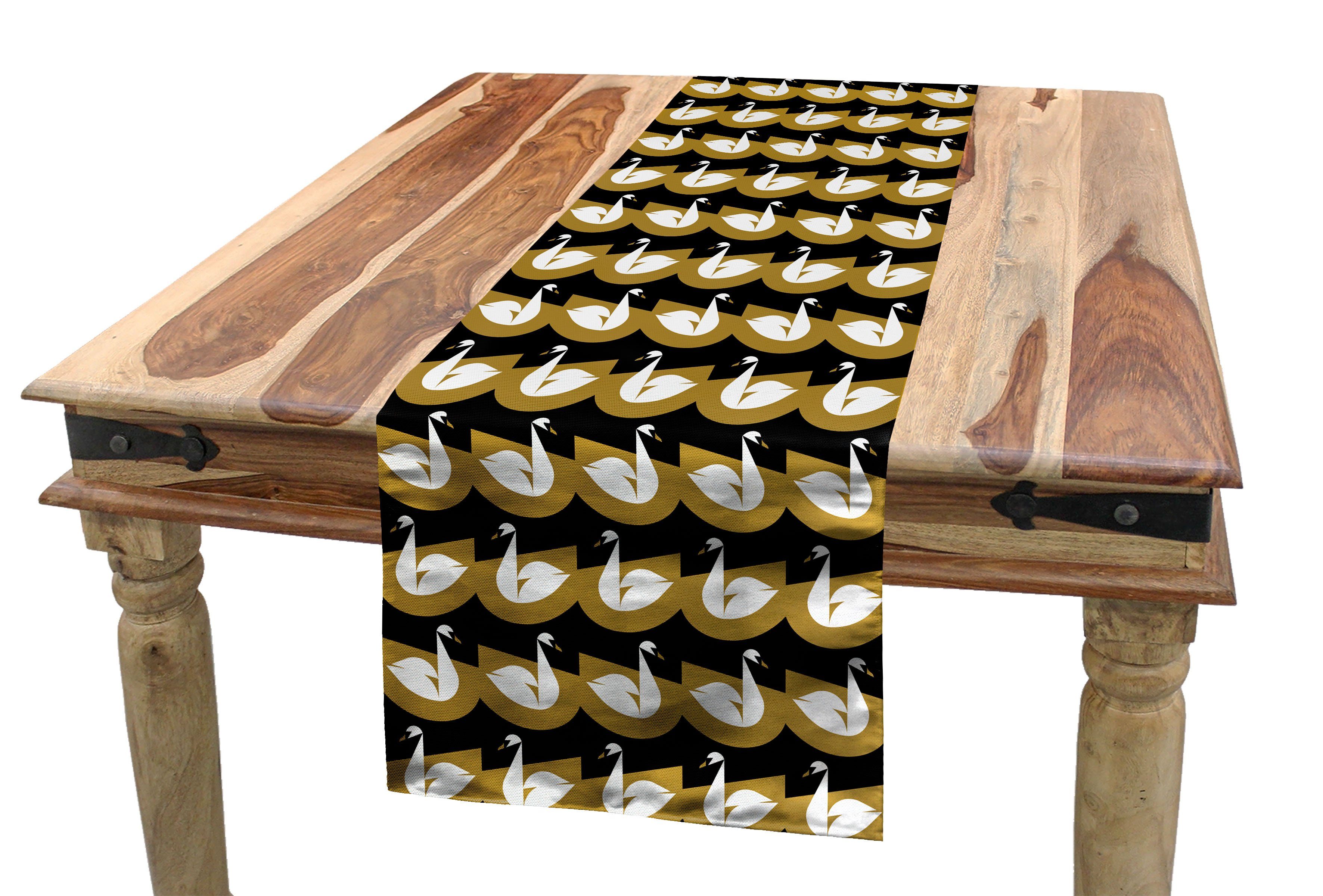 Abakuhaus Tischläufer Esszimmer Küche Rechteckiger Swans Vögel Dekorativer geometrische Blick Abstrakte Tischläufer