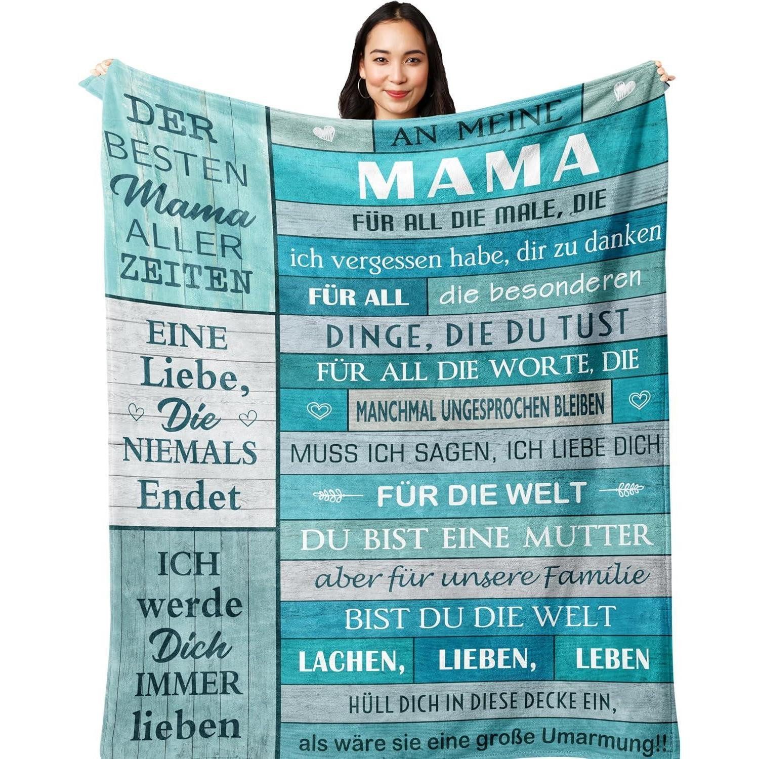 Yesbird Tagesdecke Mama Geschenk Decke 150x130cm - Flanell-Fleece Überwurfdecke