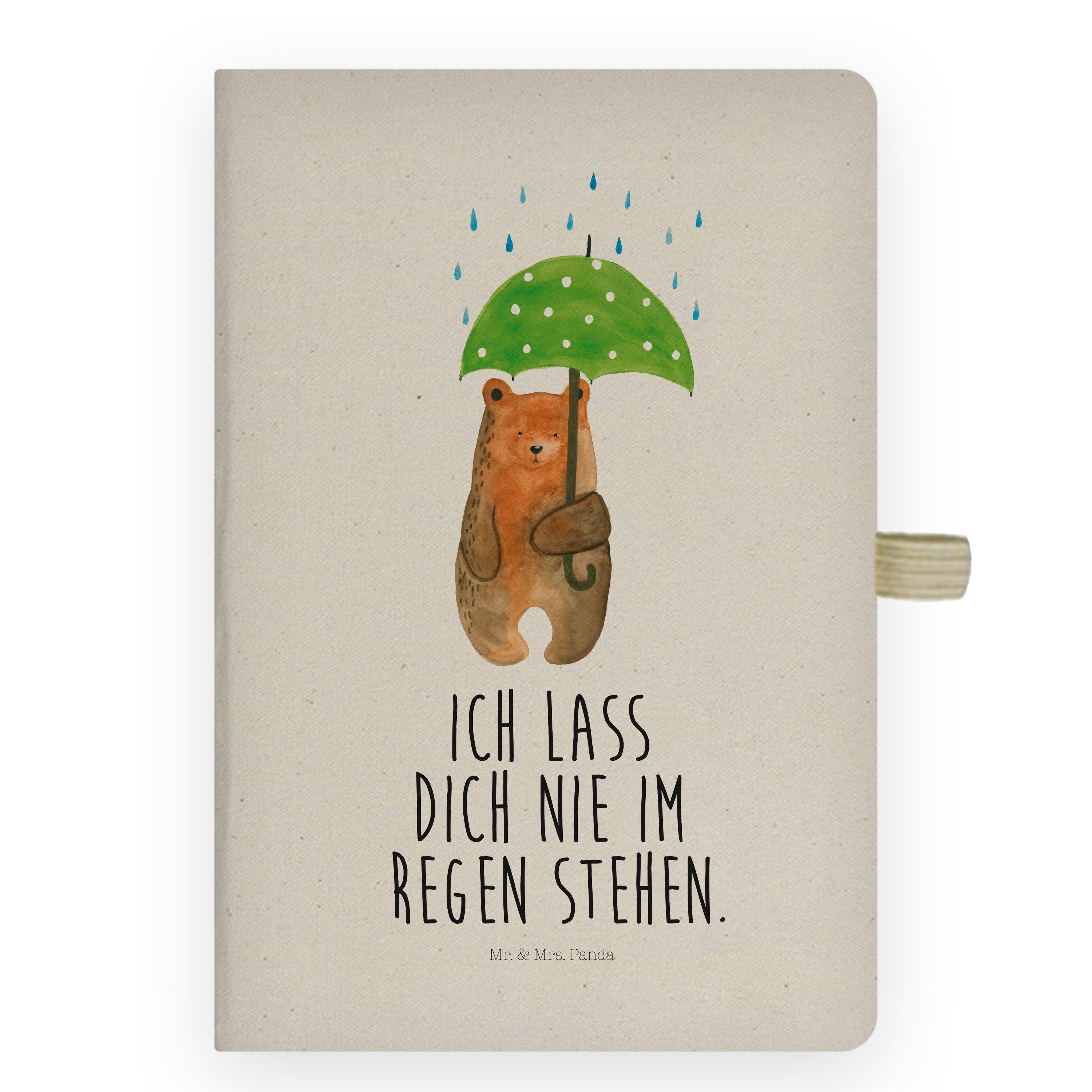 Mr. & Mrs. Panda Notizbuch Bär mit Regenschirm - Transparent - Geschenk, Notizheft, Schreibbuch, Mr. & Mrs. Panda