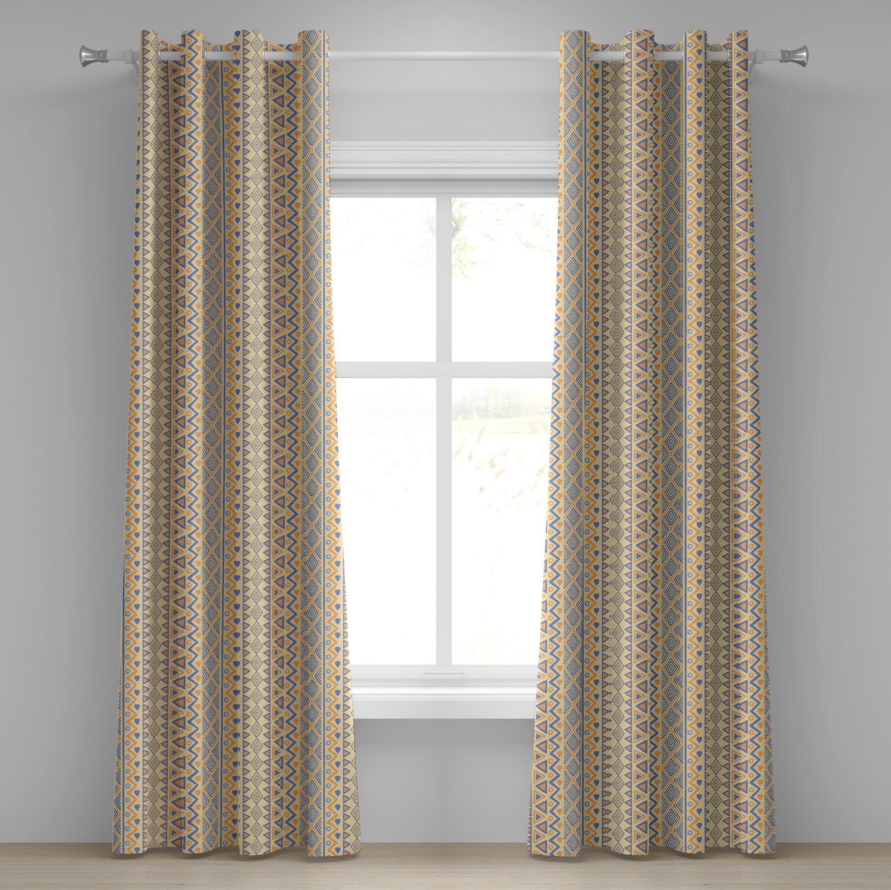 Gardine Dekorative 2-Panel-Fenstervorhänge für Schlafzimmer Wohnzimmer, Abakuhaus, Indie Streifen
