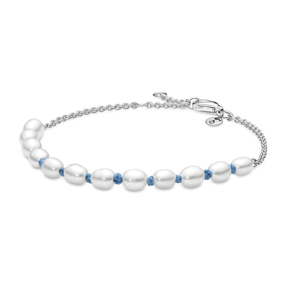 Pandora Armband PANDORA Damenarmband mit Perlen, Textilband, 925er Silber