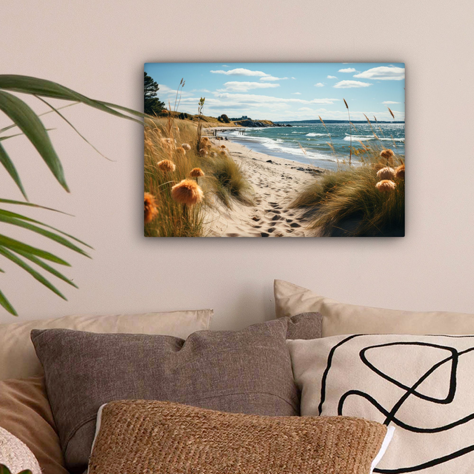 OneMillionCanvasses® Leinwandbild Strand - Dünen - Strandhafer - Meer - San günstig online kaufen