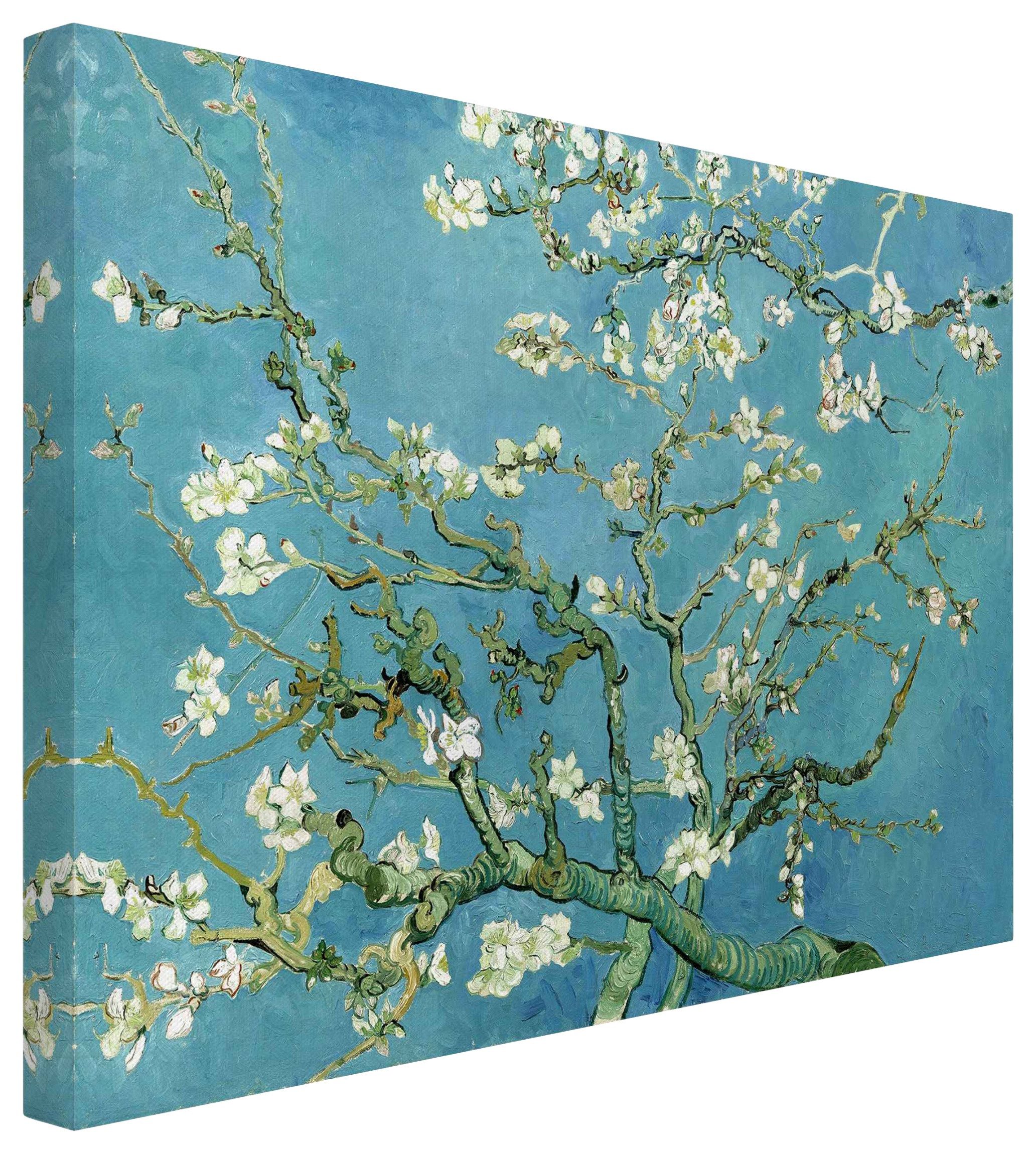 Bilderdepot24 Leinwandbild Kunstdruck Vincent van Gogh Mandelblüte blau Bild auf Leinwand XXL, Kunst & Malerei, Wohnzimmer Schlafzimmer Küche Flur Wandbild Kunstkopie Wanddeko Druck