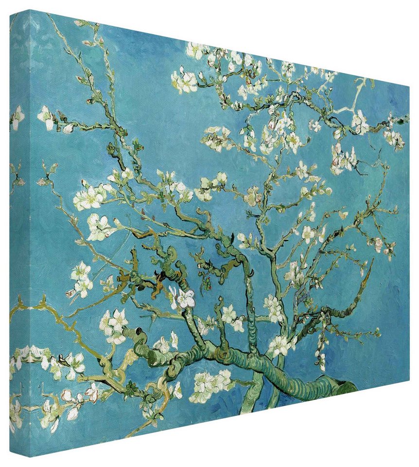 Bilderdepot24 Leinwandbild Kunstdruck Vincent van Gogh Mandelblüte blau Bild auf Leinwand XXL, Kunst & Malerei, Wohnzimmer Schlafzimmer Küche Flur Wandbild Kunstkopie Wanddeko Druck