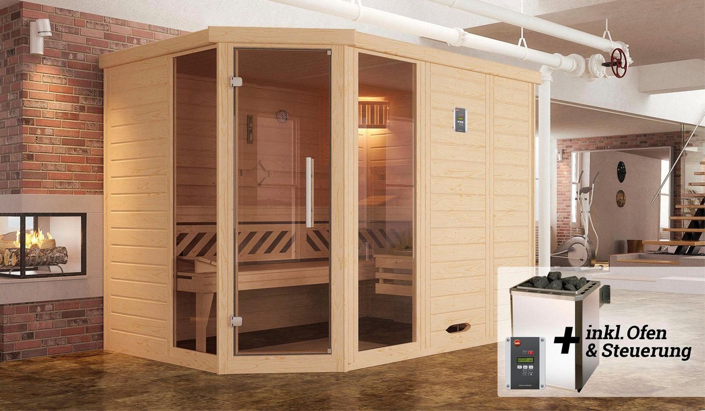 Thumbnail - weka Sauna Kemi, BxTxH: 245 x 195 x 200 cm, 45 mm, (Set) 7,5 kW-Ofen mit digitaler Steuerung