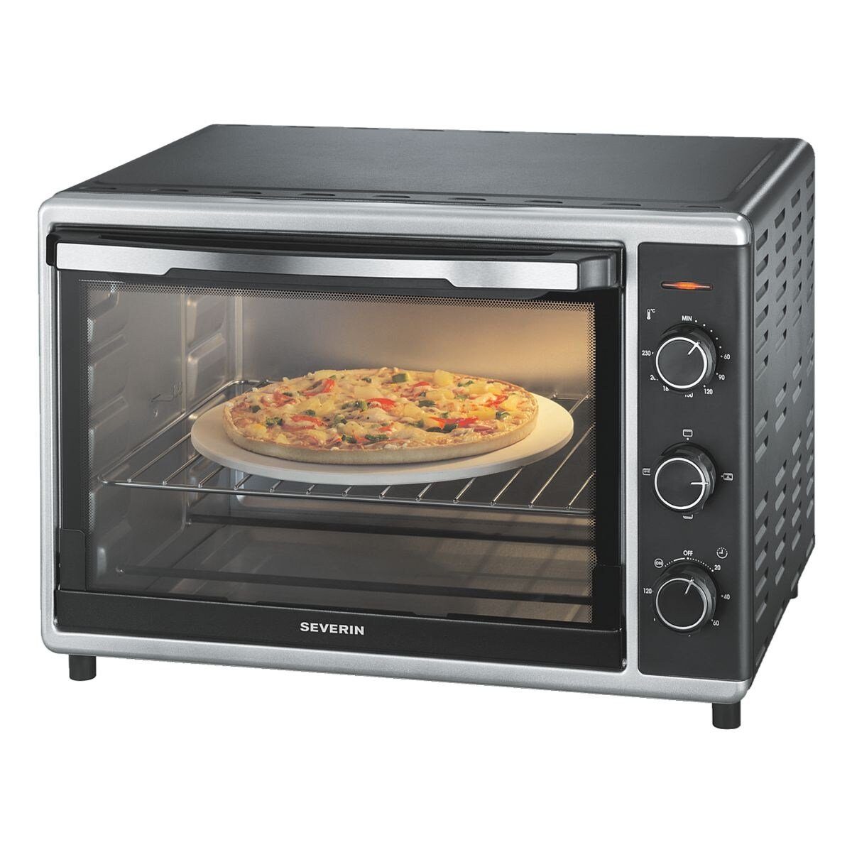 Severin 2-in-1-Toaster TO 2058, für Pizza, Pommes, Braten, Kuchen, Braten, 1800 W, Back- / Toastofen 42 Liter, 0-230 °C, 1800 Watt