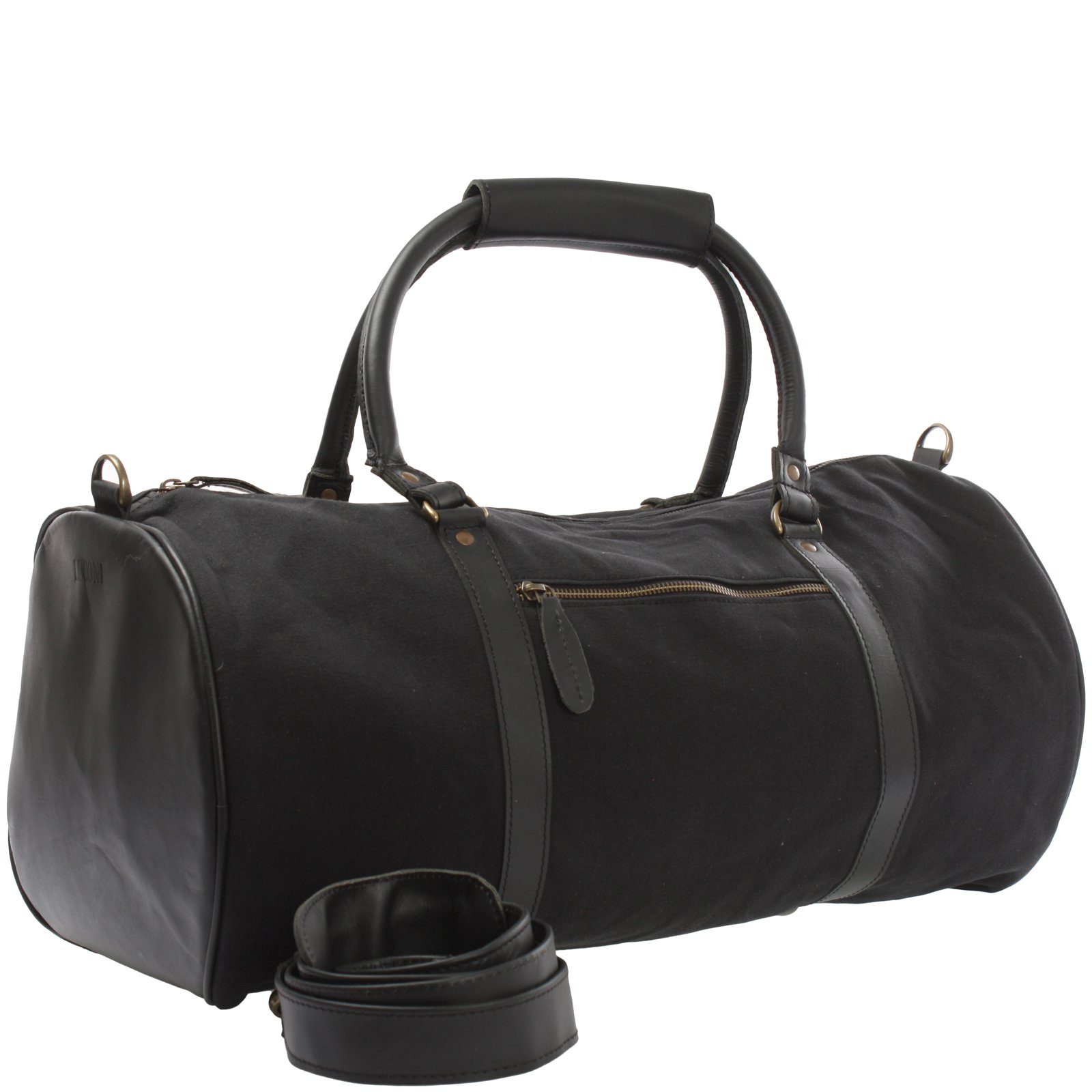 LECONI Weekender Reisetasche Damen & Herren Sporttasche vintage Leder + Canvas LE2004, Gewachster Canvas – Lederapplikationen – 53×28×28 cm