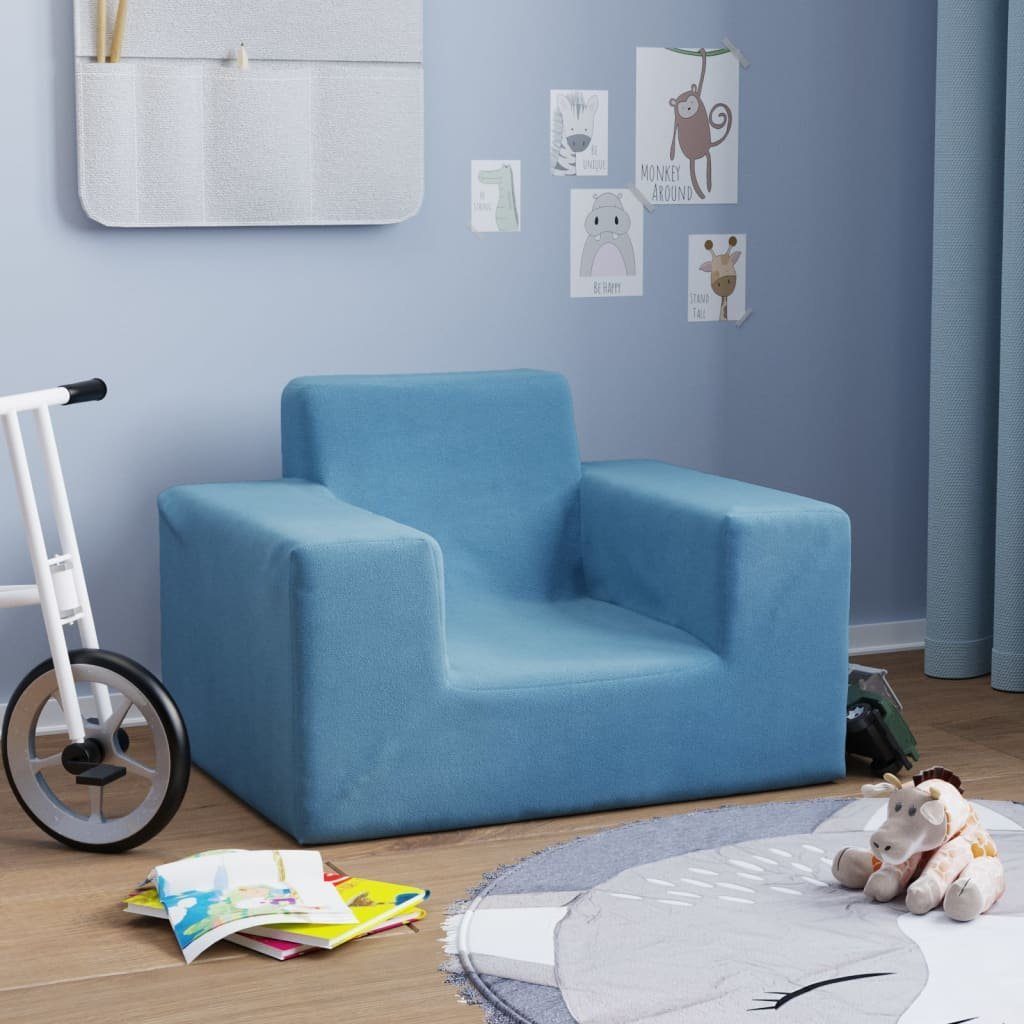 furnicato Kindersofa Blau Weich Plüsch