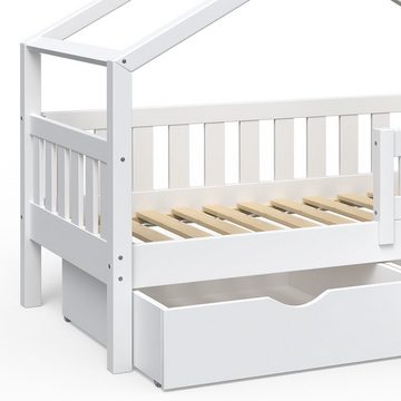 VitaliSpa® Kinderbett Babybett Jugendbett 80x160cm DESIGN Weiß Schubladen