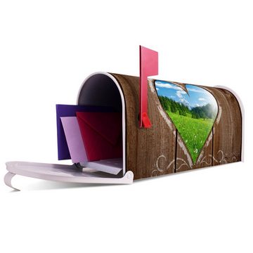 banjado Amerikanischer Briefkasten Mailbox Ausblick mit Herz (Amerikanischer Briefkasten, original aus Mississippi USA), 22 x 17 x 51 cm
