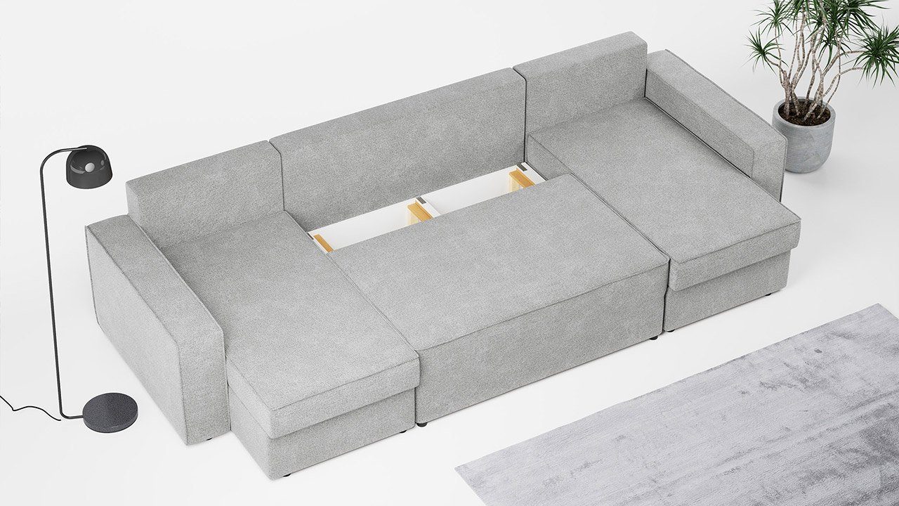Bettsofa, - Form Couch MÖBEL MKS mit Schlaffunktion Ecksofa U - DENVER U, Polstersofa