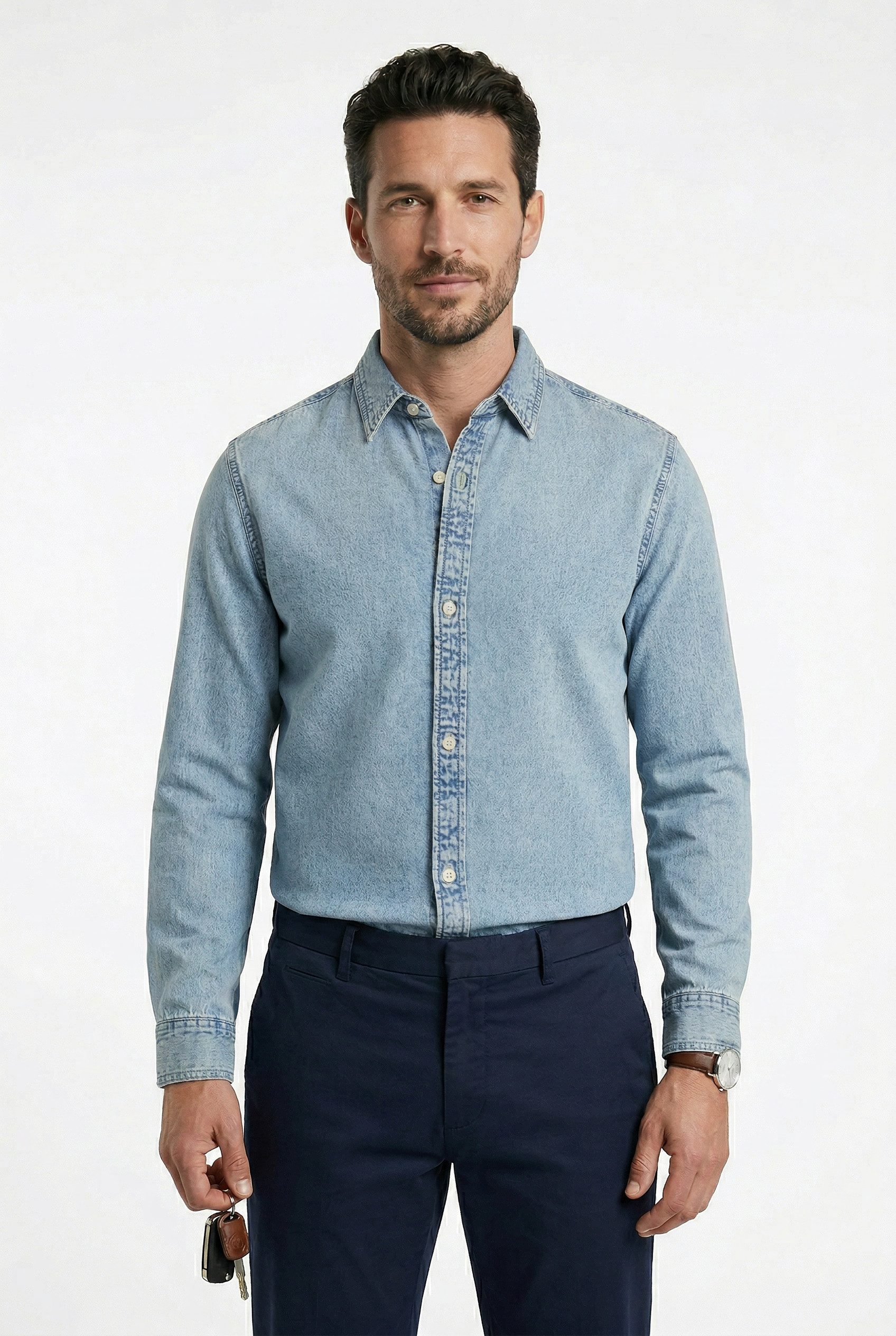 Calvin Klein Jeans Jeanshemd ESSENTIAL CLASSIC PALE BLUE STON Regular fit mit Knopfleiste