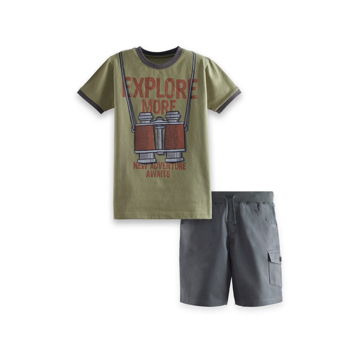 Denokids T-Shirt Explore Jungen (1-tlg) Outfit-Set, Bekleidungsset, Kombi-Set, 2er-Set, Mini Set