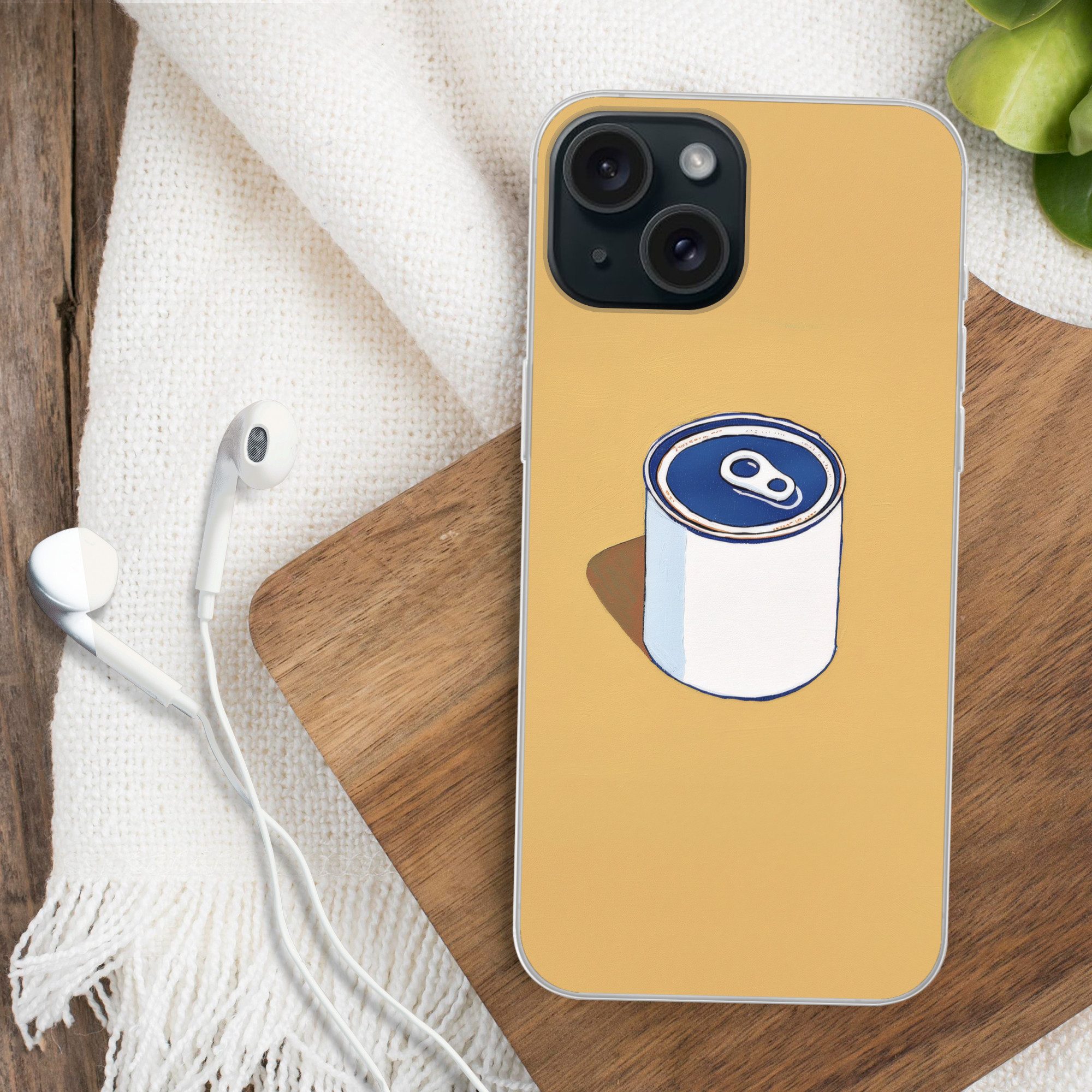 MuchoWow Handyhülle für Apple iPhone 15 Dose - Minimalistisch - Blau - Illustration, Smartphone-Bumper, Print, Handy Schutzhülle Dünn