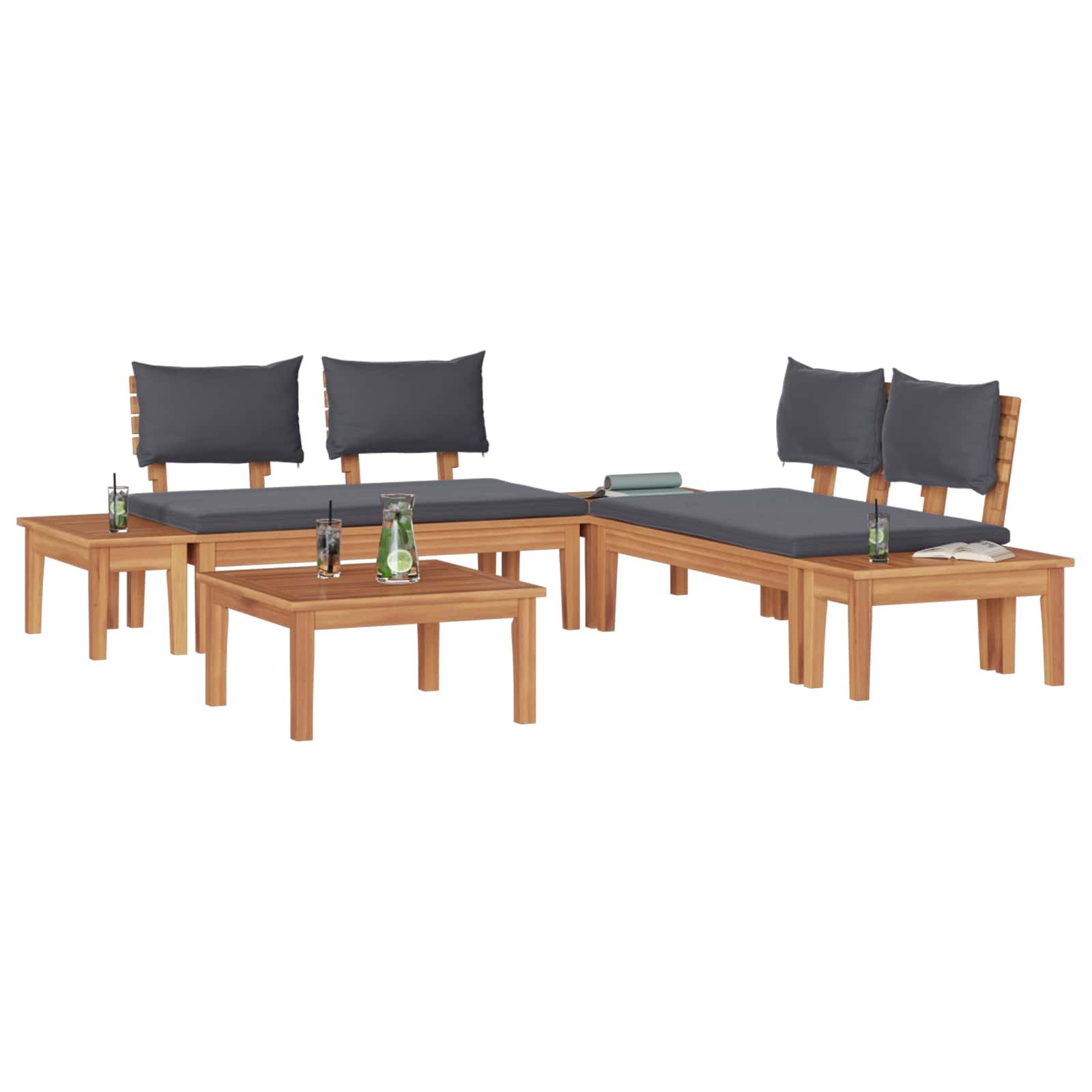 vidaXL Gartenlounge-Set Gartensofa-set 3 Stk. Braun und Grau, (3-tlg)